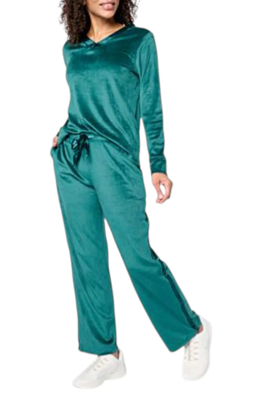 Comfort Code Women's 2 Piece Silky Velvet Satin Sleep Set Pine - Regular